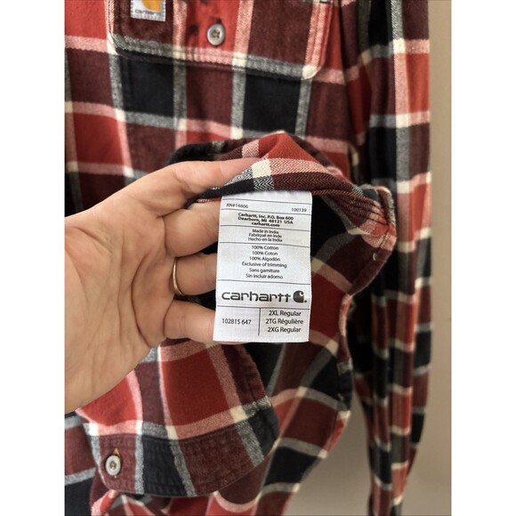 Carhartt Men’s 2XL Hubbard Flannel Shirt Original Fit Plaid Heavyweight - Picture 7 of 8